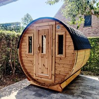 Barrelsauna met 2 x raam vooraan